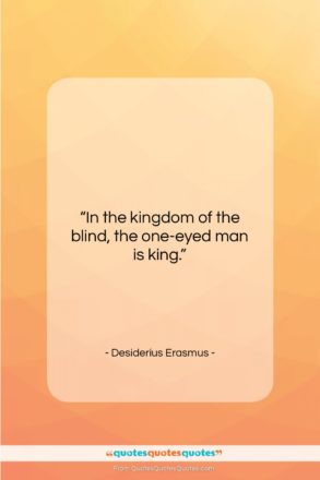 Desiderius Erasmus quote: “In the kingdom of the blind, the…”- at QuotesQuotesQuotes.com
