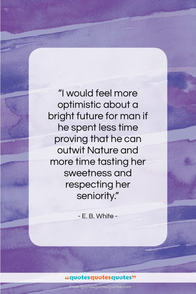 E. B. White quote: “I would feel more optimistic about a…”- at QuotesQuotesQuotes.com