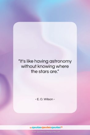 E. O. Wilson quote: “It’s like having astronomy without knowing where…”- at QuotesQuotesQuotes.com