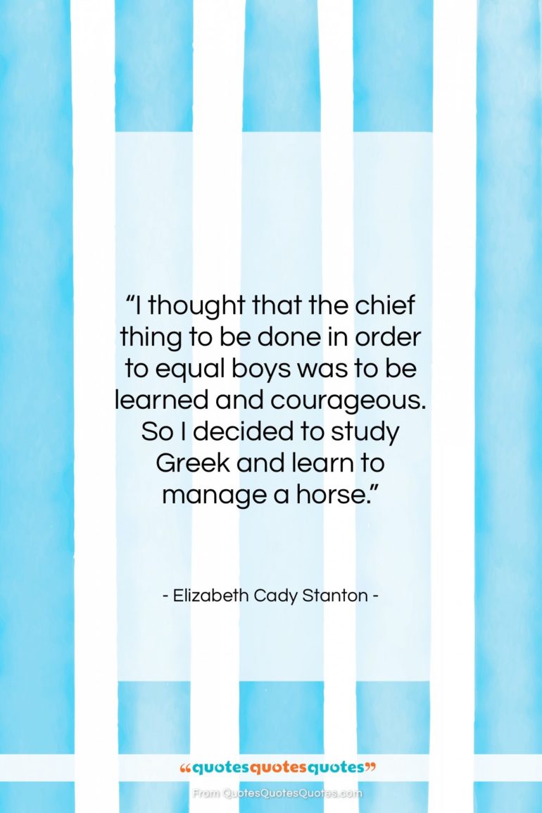 Elizabeth Cady Stanton quote: “I thought that the chief thing to…”- at QuotesQuotesQuotes.com