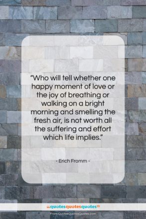 Erich Fromm quote: “Who will tell whether one happy moment…”- at QuotesQuotesQuotes.com