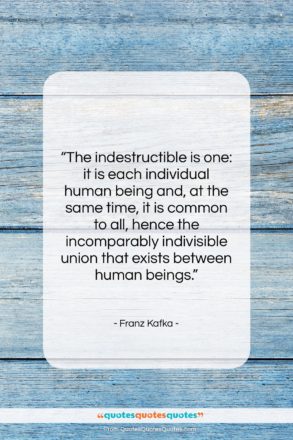 Franz Kafka quote: “The indestructible is one: it is each…”- at QuotesQuotesQuotes.com