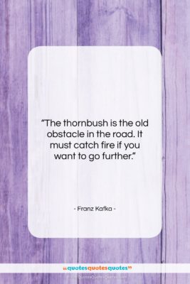 Franz Kafka quote: “The thornbush is the old obstacle in…”- at QuotesQuotesQuotes.com