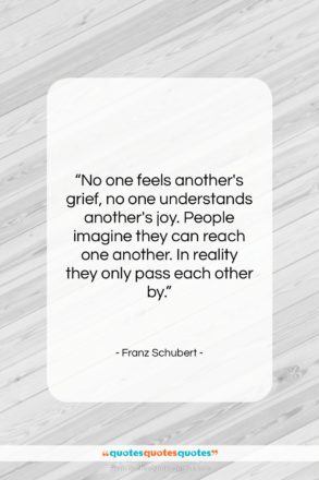 Franz Schubert quote: “No one feels another’s grief, no one…”- at QuotesQuotesQuotes.com
