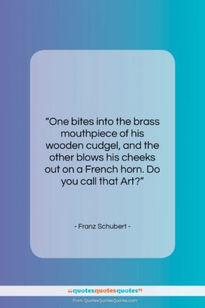Franz Schubert quote: “One bites into the brass mouthpiece of…”- at QuotesQuotesQuotes.com