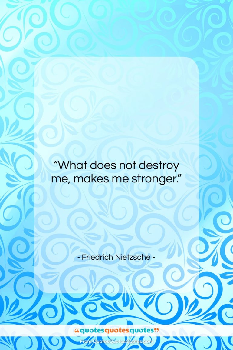 Friedrich Nietzsche quote: “What does not destroy me, makes me…”- at QuotesQuotesQuotes.com