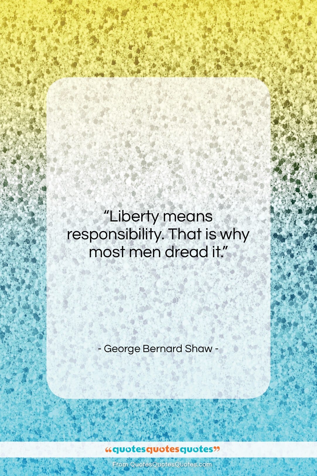 George Bernard Shaw quote: “Liberty means responsibility. That is why most…”- at QuotesQuotesQuotes.com