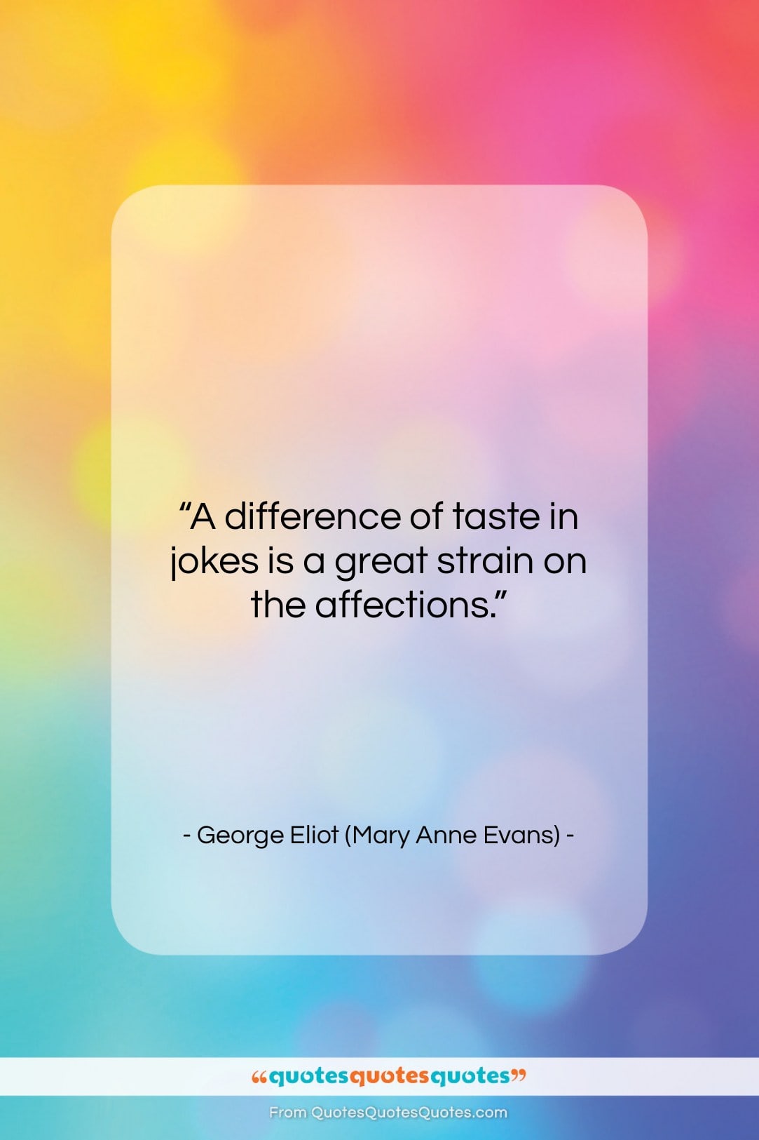 George Eliot (Mary Anne Evans) quote: “A difference of taste in jokes is…”- at QuotesQuotesQuotes.com