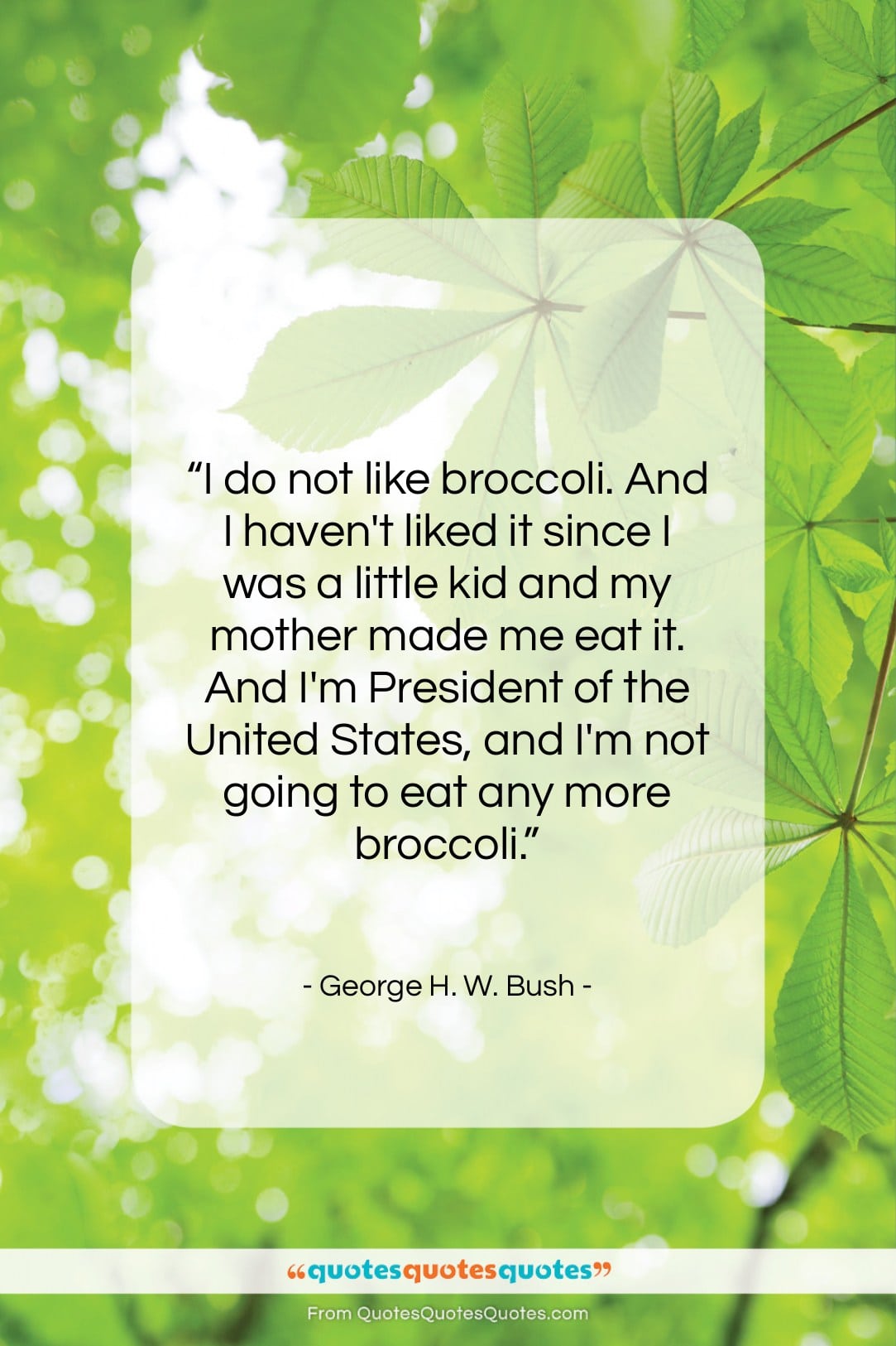 George H. W. Bush quote: “I do not like broccoli. And I…”- at QuotesQuotesQuotes.com