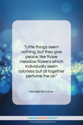 Georges Bernanos quote: “Little things seem nothing, but they give…”- at QuotesQuotesQuotes.com