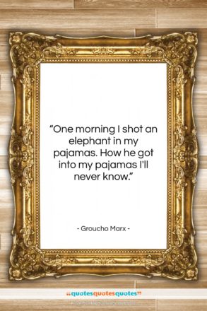 Groucho Marx quote: “One morning I shot an elephant in…”- at QuotesQuotesQuotes.com