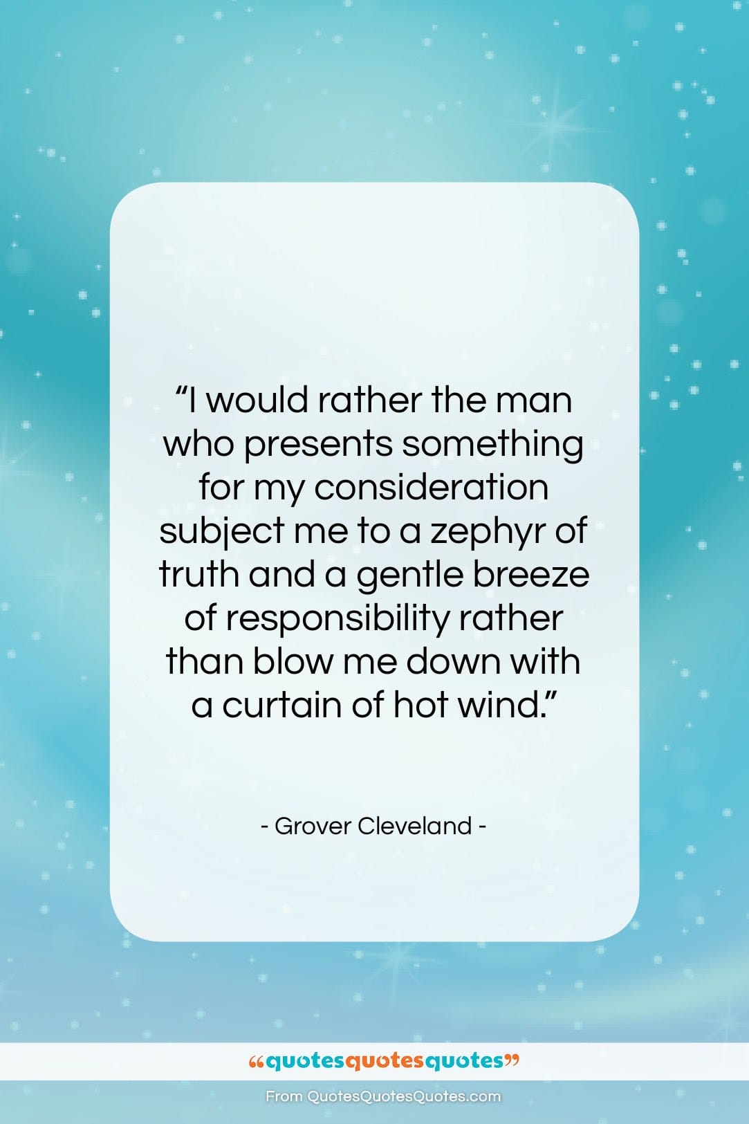 Grover Cleveland quote: “I would rather the man who presents…”- at QuotesQuotesQuotes.com