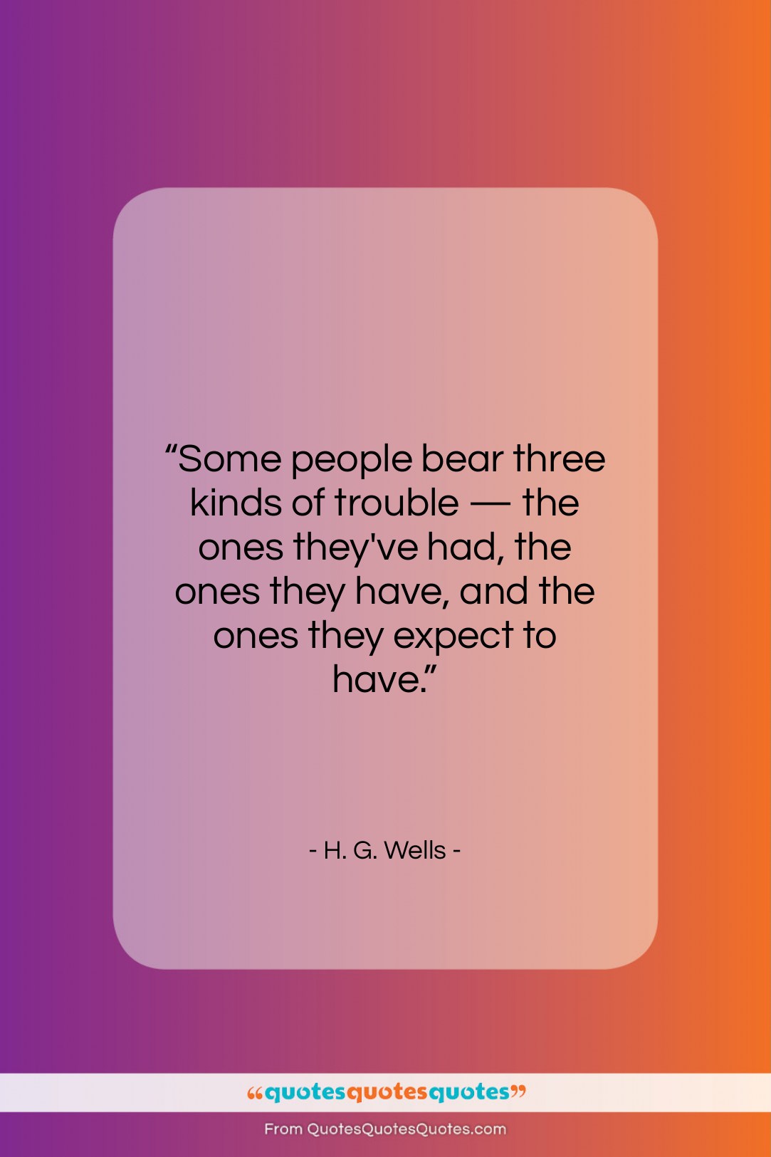 H. G. Wells quote: “Some people bear three kinds of trouble…”- at QuotesQuotesQuotes.com