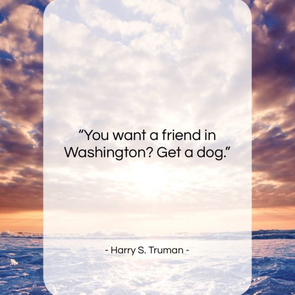 Get the whole Harry S. Truman quote: "You want a friend in Washington