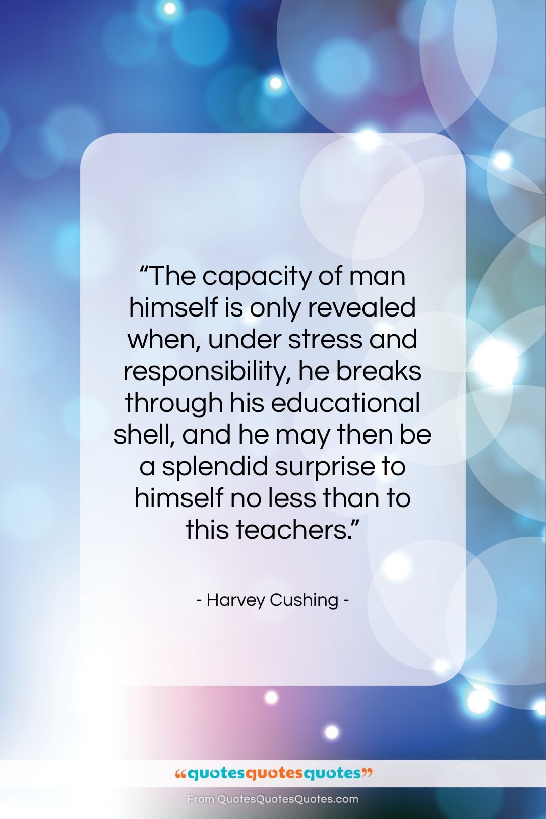 Harvey Cushing quote: “The capacity of man himself is only…”- at QuotesQuotesQuotes.com
