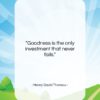 Henry David Thoreau quote: “Goodness is the only investment that never…”- at QuotesQuotesQuotes.com
