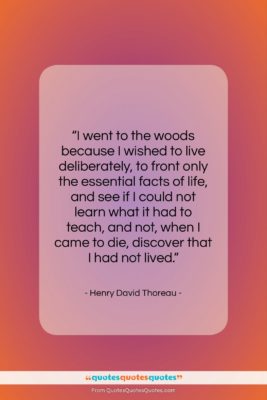 Henry David Thoreau quote: “I went to the woods because I…”- at QuotesQuotesQuotes.com