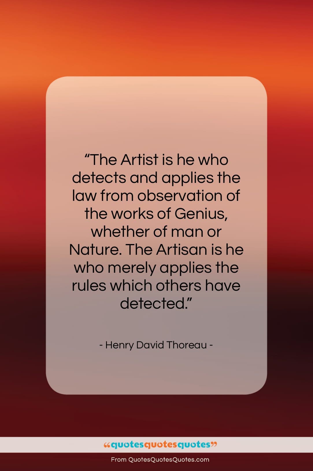 Henry David Thoreau quote: “The Artist is he who detects and…”- at QuotesQuotesQuotes.com