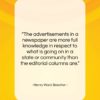 Henry Ward Beecher quote: “The advertisements in a newspaper are more…”- at QuotesQuotesQuotes.com