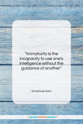Immanuel Kant quote: “Immaturity is the incapacity to use one’s…”- at QuotesQuotesQuotes.com