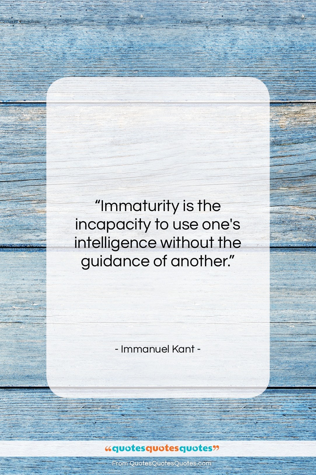 Immanuel Kant quote: “Immaturity is the incapacity to use one’s…”- at QuotesQuotesQuotes.com