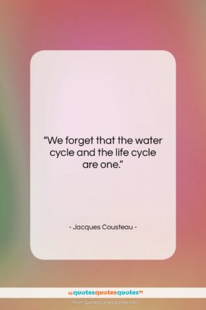 Jacques Cousteau quote: “We forget that the water cycle and…”- at QuotesQuotesQuotes.com