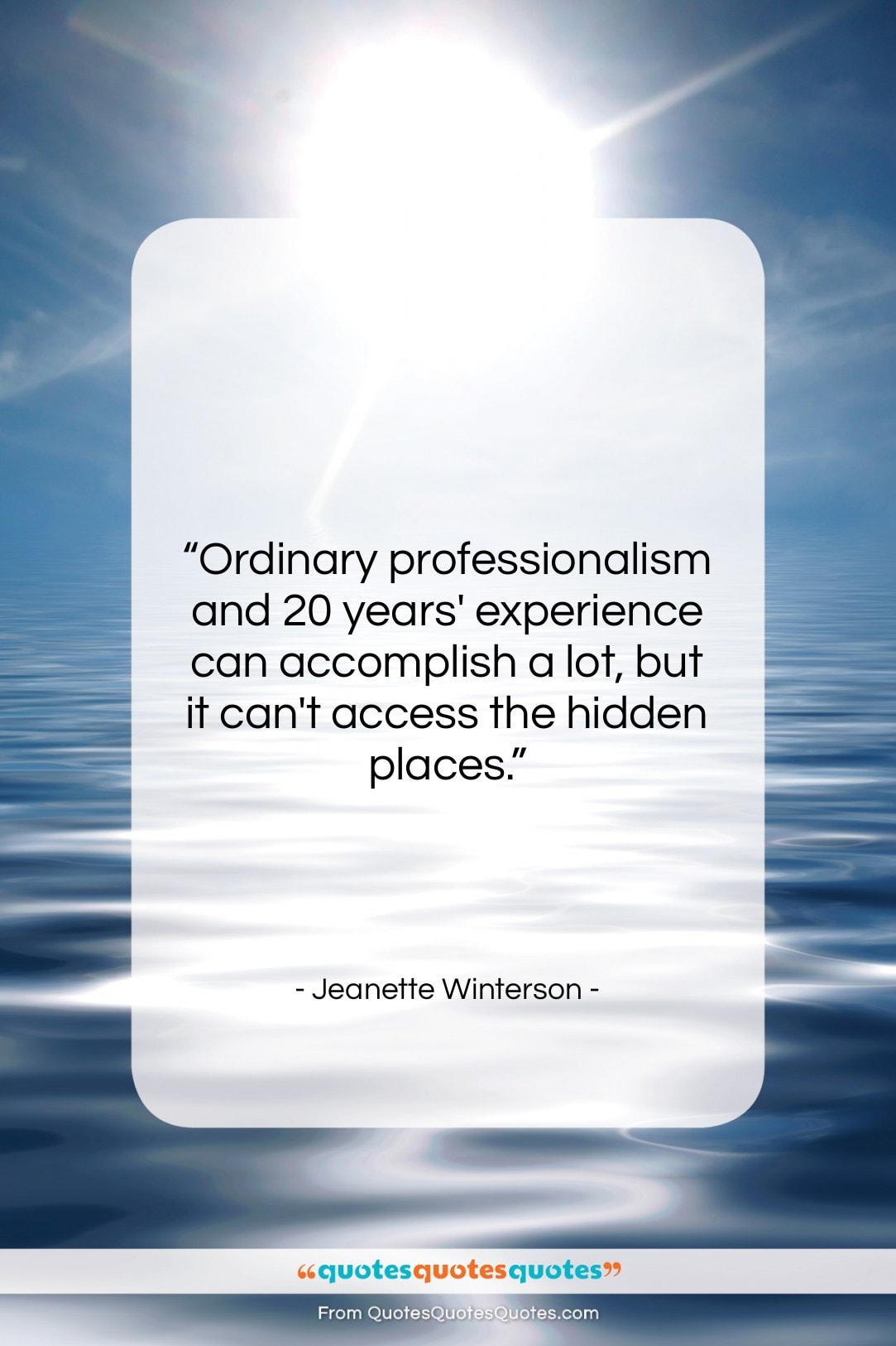 Jeanette Winterson quote: “Ordinary professionalism and 20 years’ experience can…”- at QuotesQuotesQuotes.com