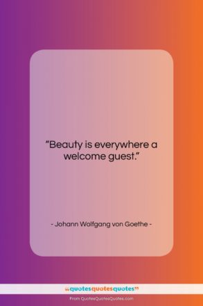Johann Wolfgang von Goethe quote: “Beauty is everywhere a welcome guest….”- at QuotesQuotesQuotes.com