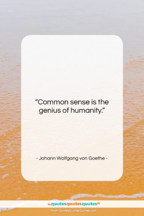 Johann Wolfgang von Goethe quote: “Common sense is the genius of humanity….”- at QuotesQuotesQuotes.com