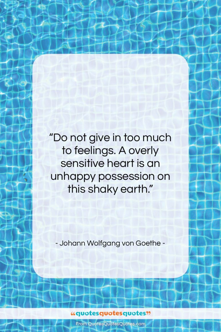 Johann Wolfgang von Goethe quote: “Do not give in too much to…”- at QuotesQuotesQuotes.com