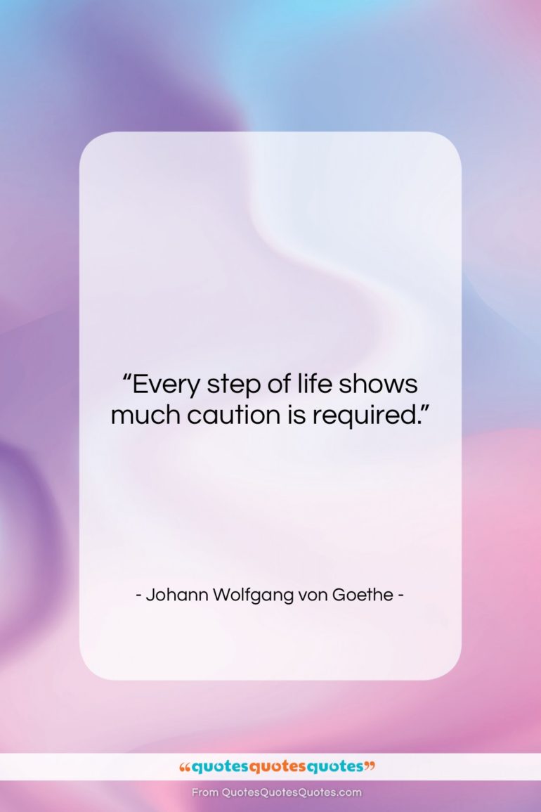 Johann Wolfgang von Goethe quote: “Every step of life shows much caution…”- at QuotesQuotesQuotes.com