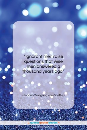 Johann Wolfgang von Goethe quote: “Ignorant men raise questions that wise men…”- at QuotesQuotesQuotes.com