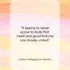 Johann Wolfgang von Goethe quote: “It seems to never occur to fools…”- at QuotesQuotesQuotes.com