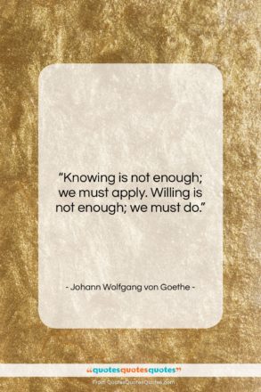 Johann Wolfgang von Goethe quote: “Knowing is not enough; we must apply….”- at QuotesQuotesQuotes.com