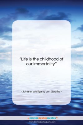 Johann Wolfgang von Goethe quote: “Life is the childhood of our immortality….”- at QuotesQuotesQuotes.com