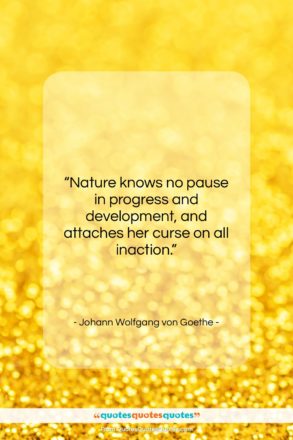 Johann Wolfgang von Goethe quote: “Nature knows no pause in progress and…”- at QuotesQuotesQuotes.com