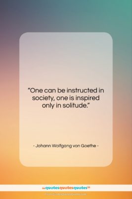 Johann Wolfgang von Goethe quote: “One can be instructed in society, one…”- at QuotesQuotesQuotes.com