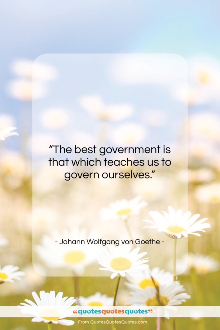 Johann Wolfgang von Goethe quote: “The best government is that which teaches…”- at QuotesQuotesQuotes.com