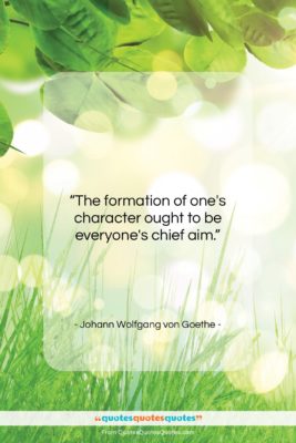 Johann Wolfgang von Goethe quote: “The formation of one’s character ought to…”- at QuotesQuotesQuotes.com