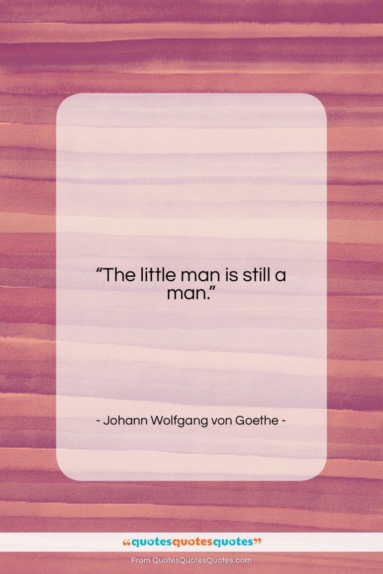 Johann Wolfgang von Goethe quote: “The little man is still a man….”- at QuotesQuotesQuotes.com