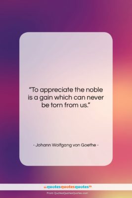 Johann Wolfgang von Goethe quote: “To appreciate the noble is a gain…”- at QuotesQuotesQuotes.com