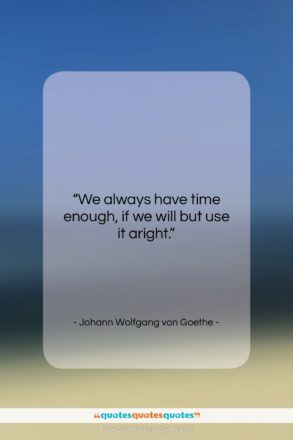 Johann Wolfgang von Goethe quote: “We always have time enough, if we…”- at QuotesQuotesQuotes.com