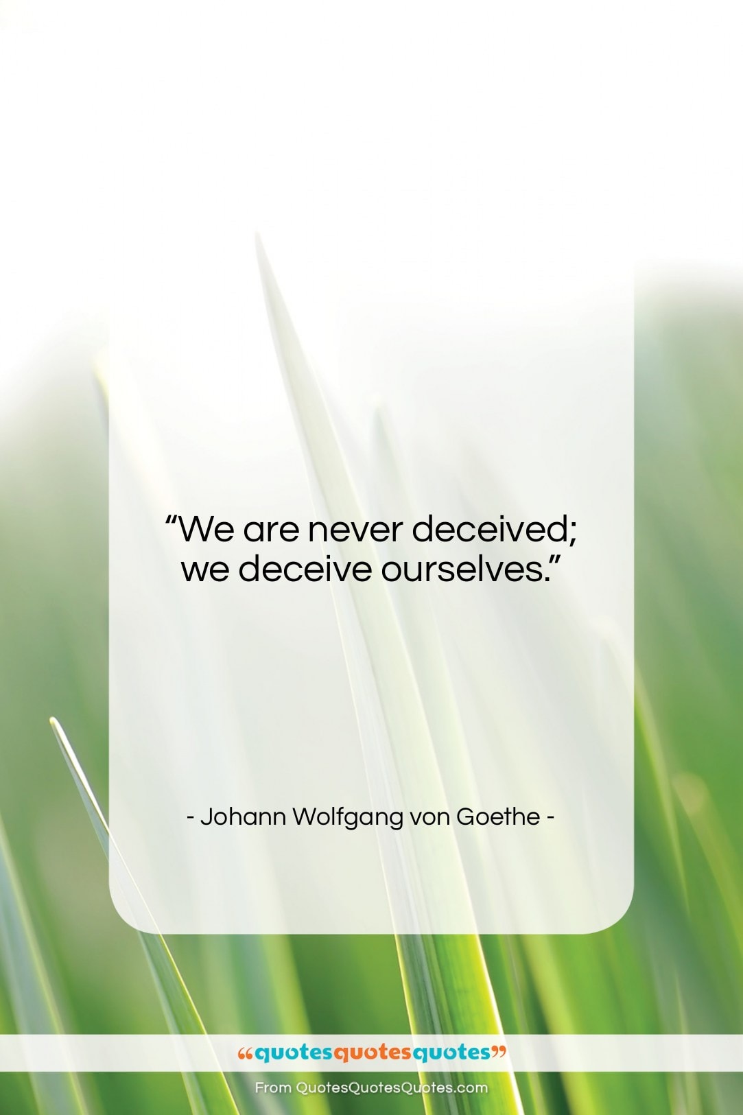 Johann Wolfgang von Goethe quote: “We are never deceived; we deceive ourselves….”- at QuotesQuotesQuotes.com