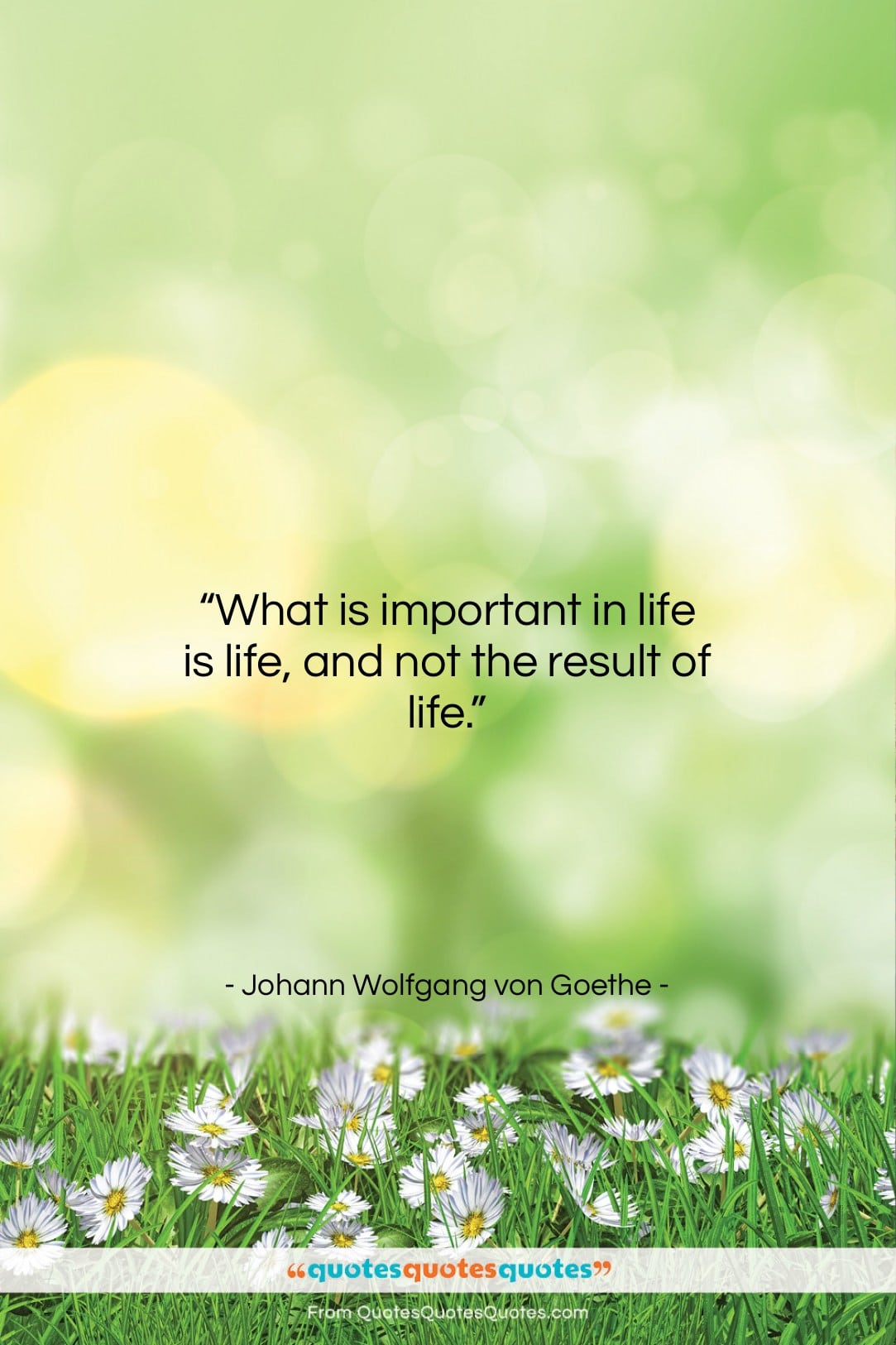 Johann Wolfgang von Goethe quote: “What is important in life is life,…”- at QuotesQuotesQuotes.com