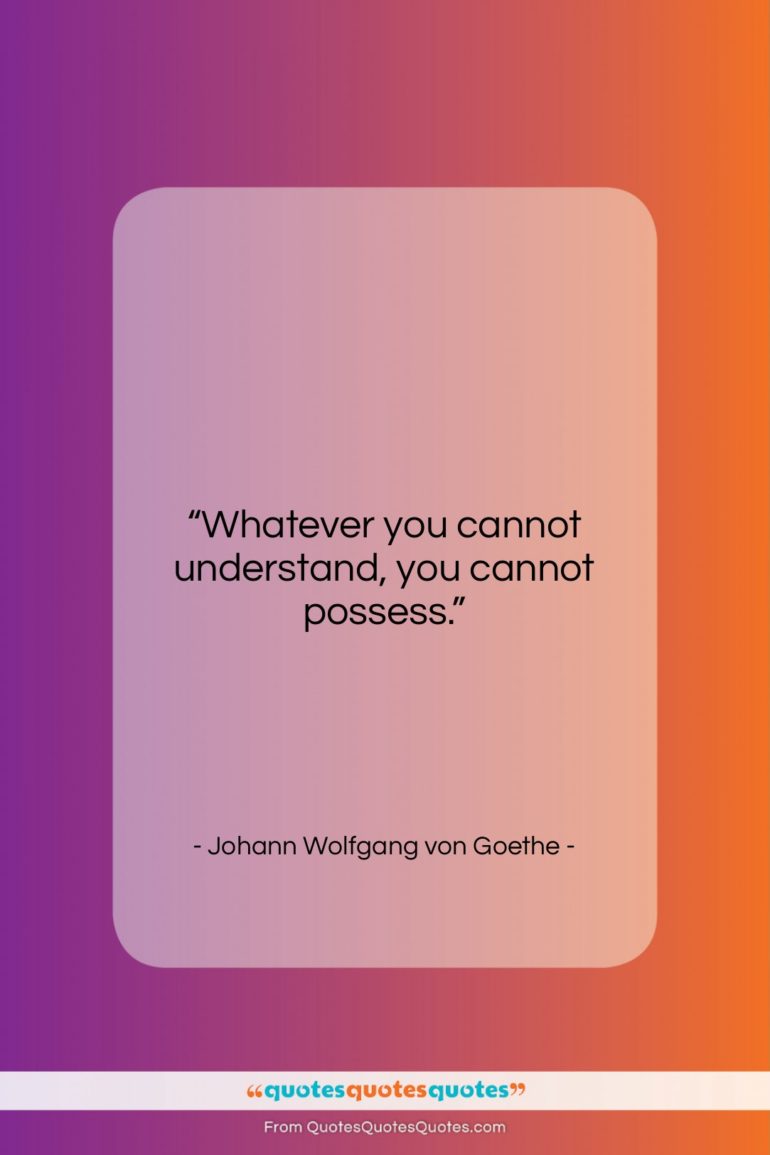 Johann Wolfgang von Goethe quote: “Whatever you cannot understand, you cannot possess….”- at QuotesQuotesQuotes.com
