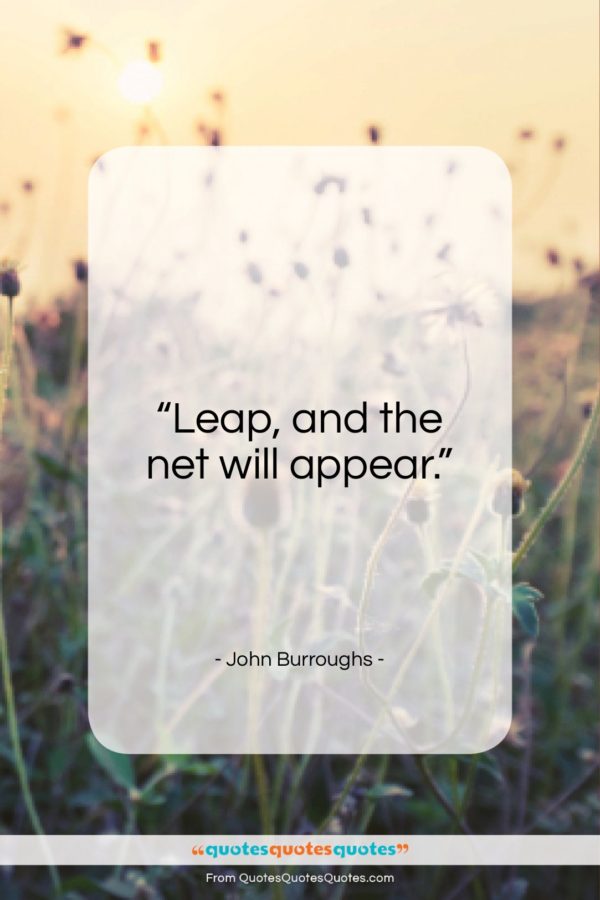John Burroughs quote: “Leap, and the net will appear.”- at QuotesQuotesQuotes.com