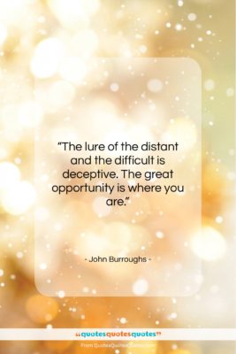 John Burroughs quote: “The lure of the distant and the…”- at QuotesQuotesQuotes.com