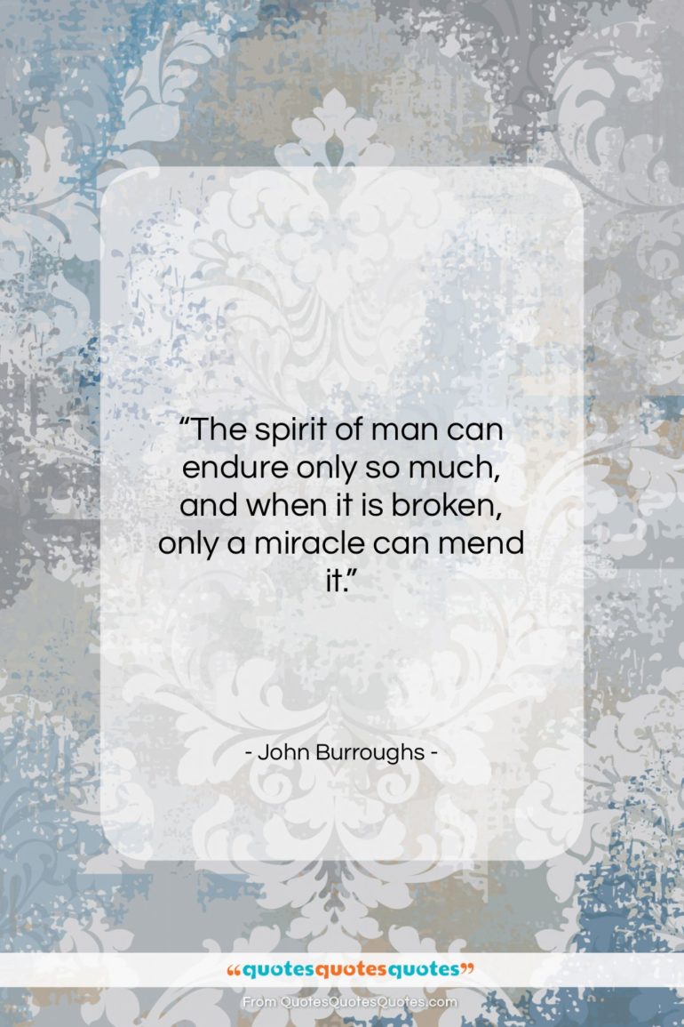 John Burroughs quote: “The spirit of man can endure only…”- at QuotesQuotesQuotes.com