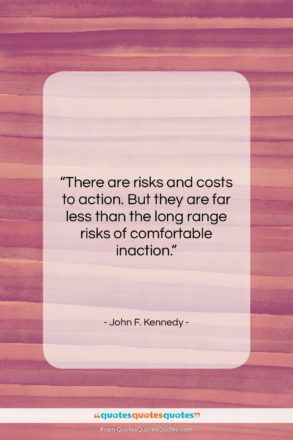 John F. Kennedy quote: “There are risks and costs to action….”- at QuotesQuotesQuotes.com