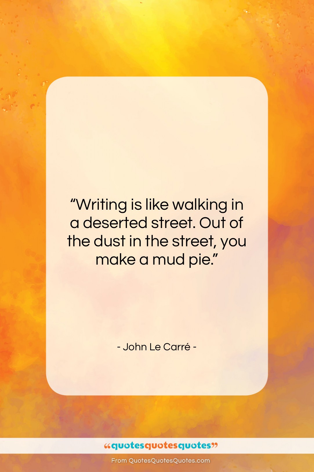 John Le Carré quote: “Writing is like walking in a deserted…”- at QuotesQuotesQuotes.com